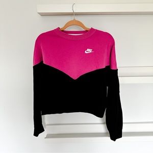 Nike Color Block Black & Pink Crew Neck Sweatshirt